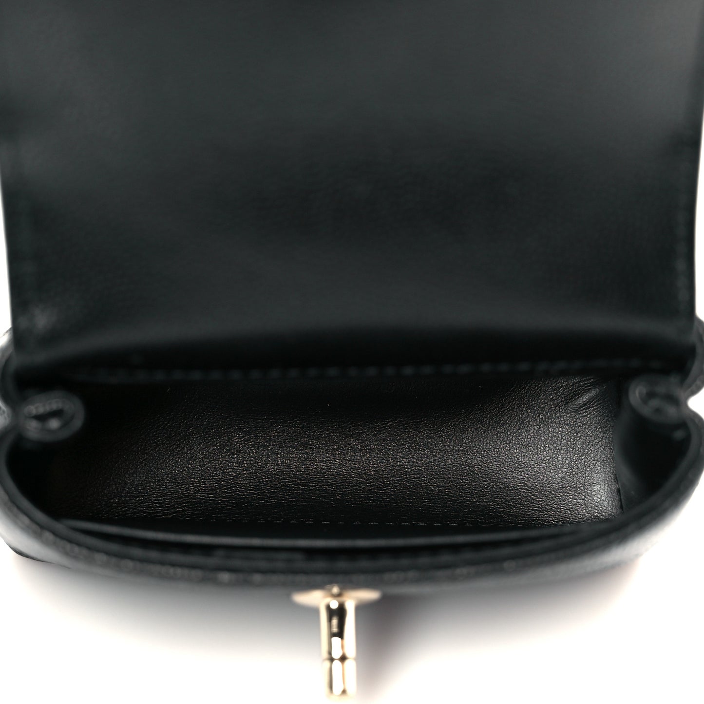 Caviar Quilted Nano Coco Handle Clutch With Chain Black