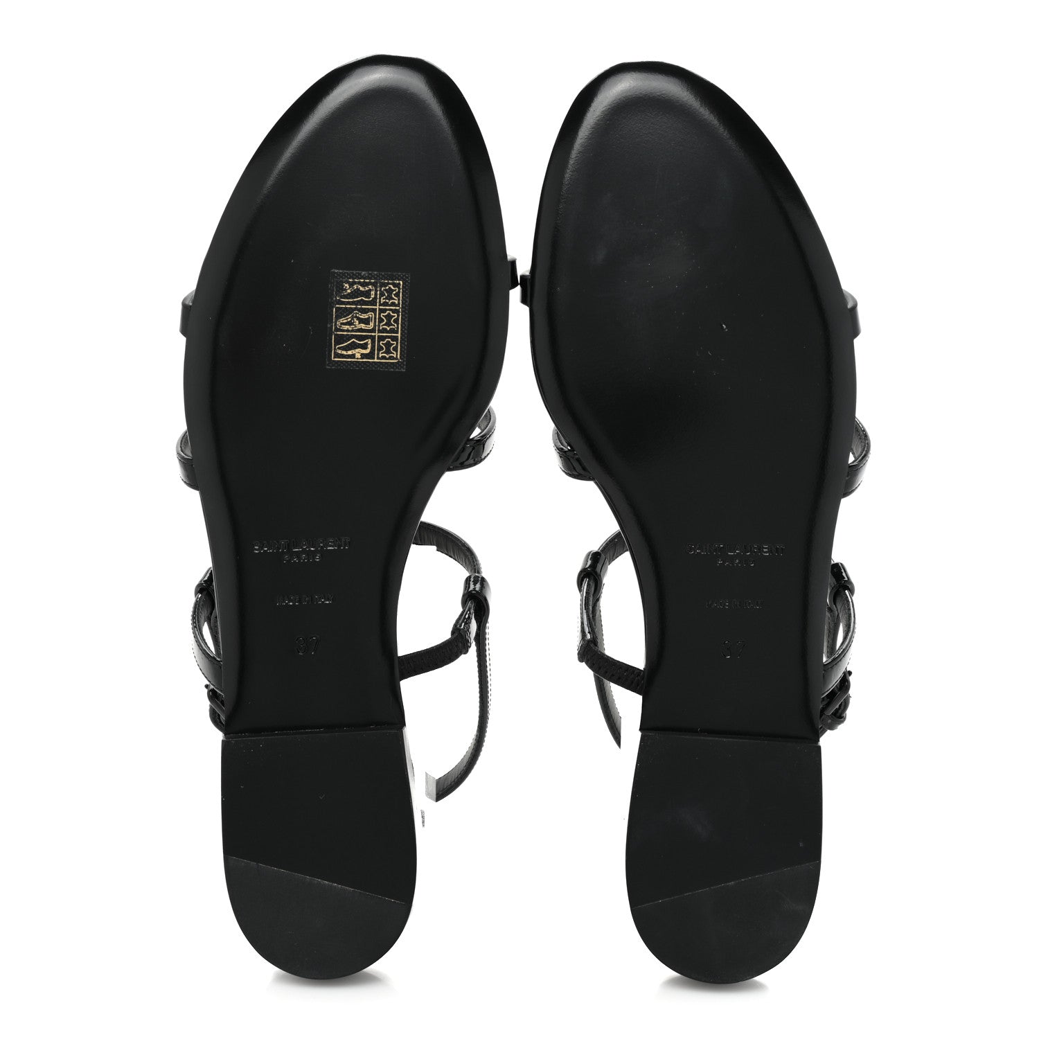 Saint Laurent Patent Calfskin Cassandra Monogram Sandals 37 Black 5 of 10