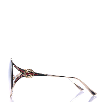Gucci Metal Oversized Round Frame GG0225S Sunglasses Gold 3 of 7
