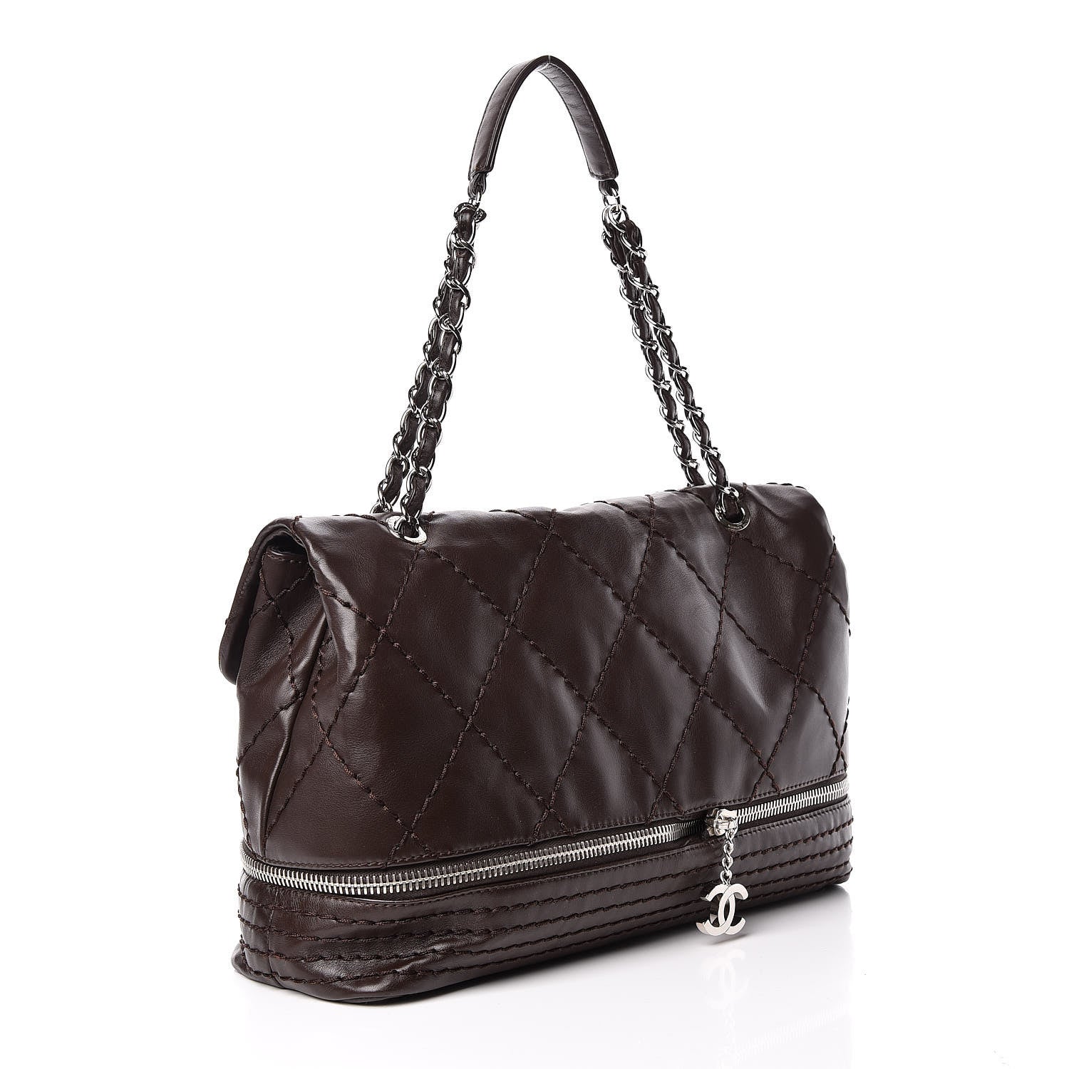 Chanel Calfskin Large Expandable Flap Bag Brown 3 of 11