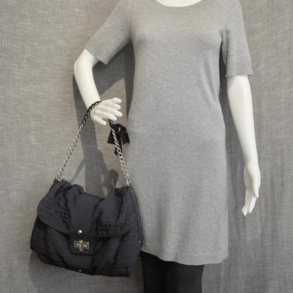 Lanvin Pleated Canvas Happy Shoulder Bag Navy 2 of 7