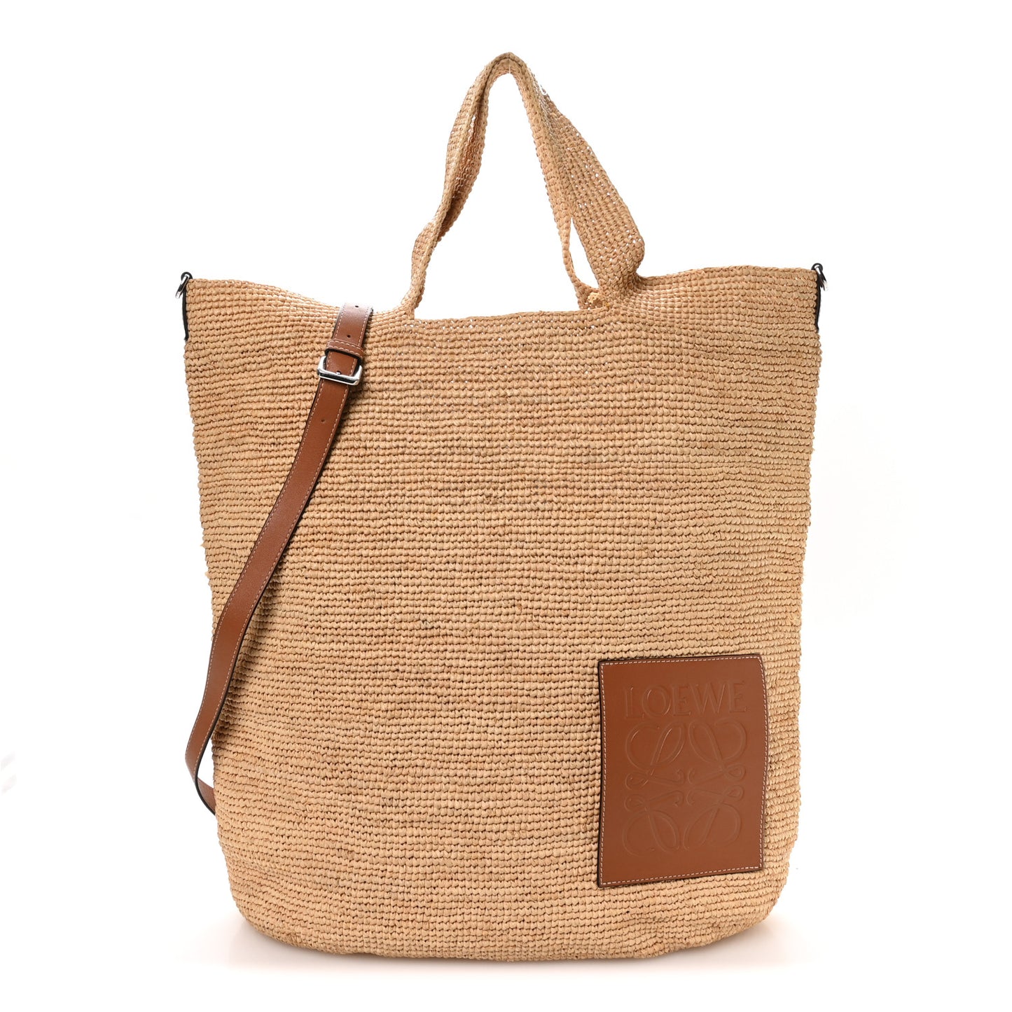 Raffia Paula's Ibiza Large Slit Tote Bag Natural Tan