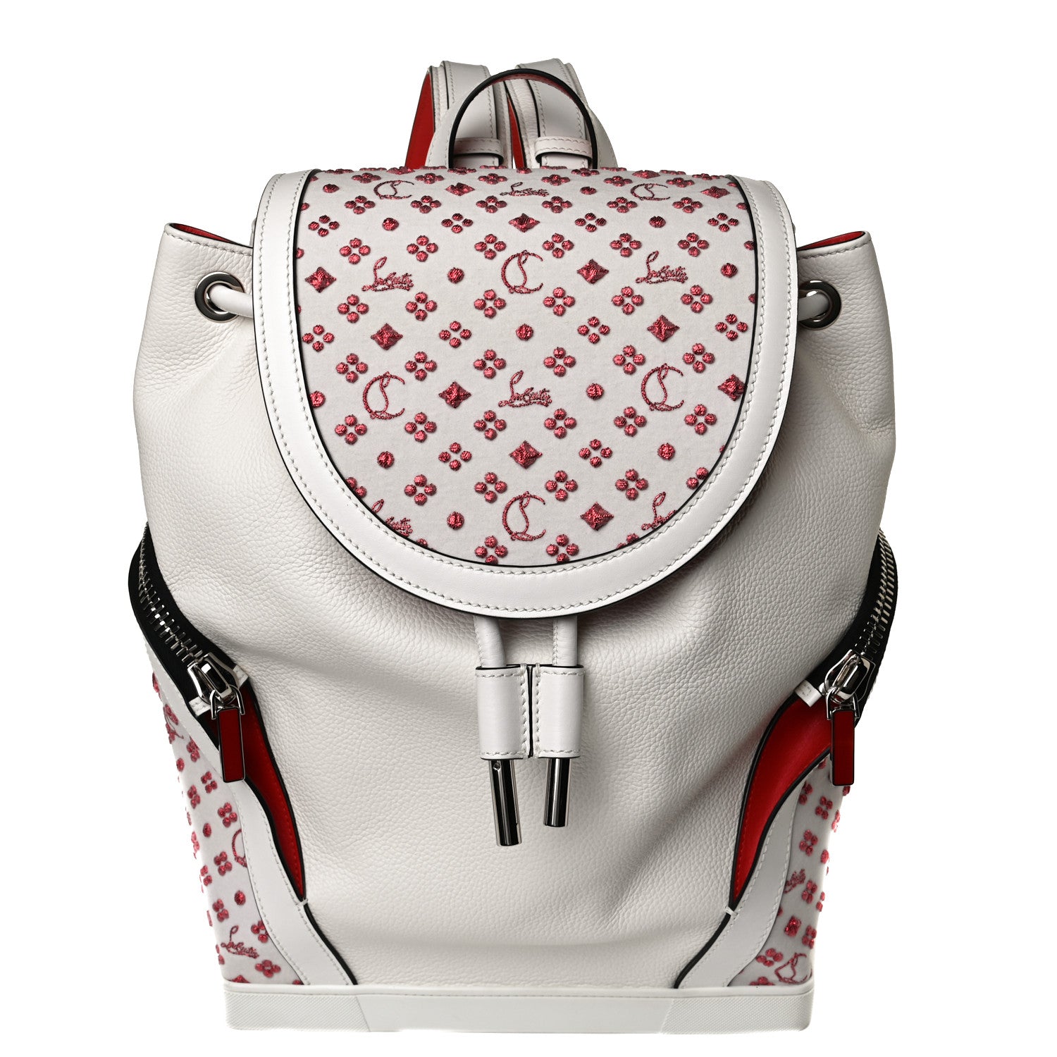 Christian Louboutin Calfskin Embroidered Explorafunk Backpack White 6 of 14