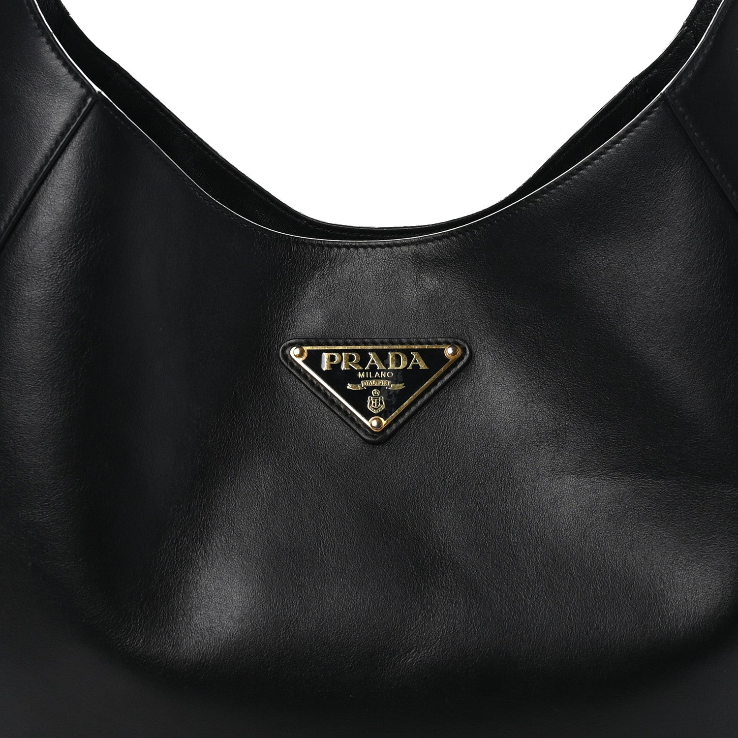 Prada City Calfskin Triangle Large Hobo Shoulder Bag Black 1553306