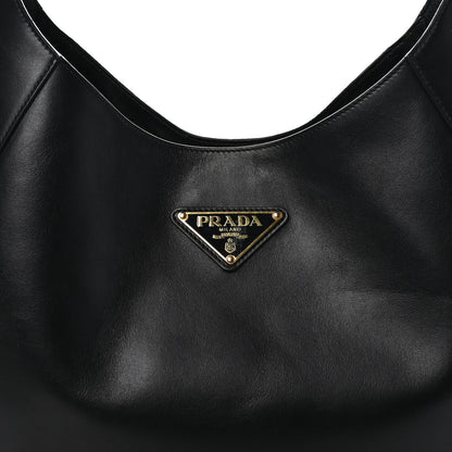Prada City Calfskin Triangle Large Hobo Shoulder Bag Black 7 of 9