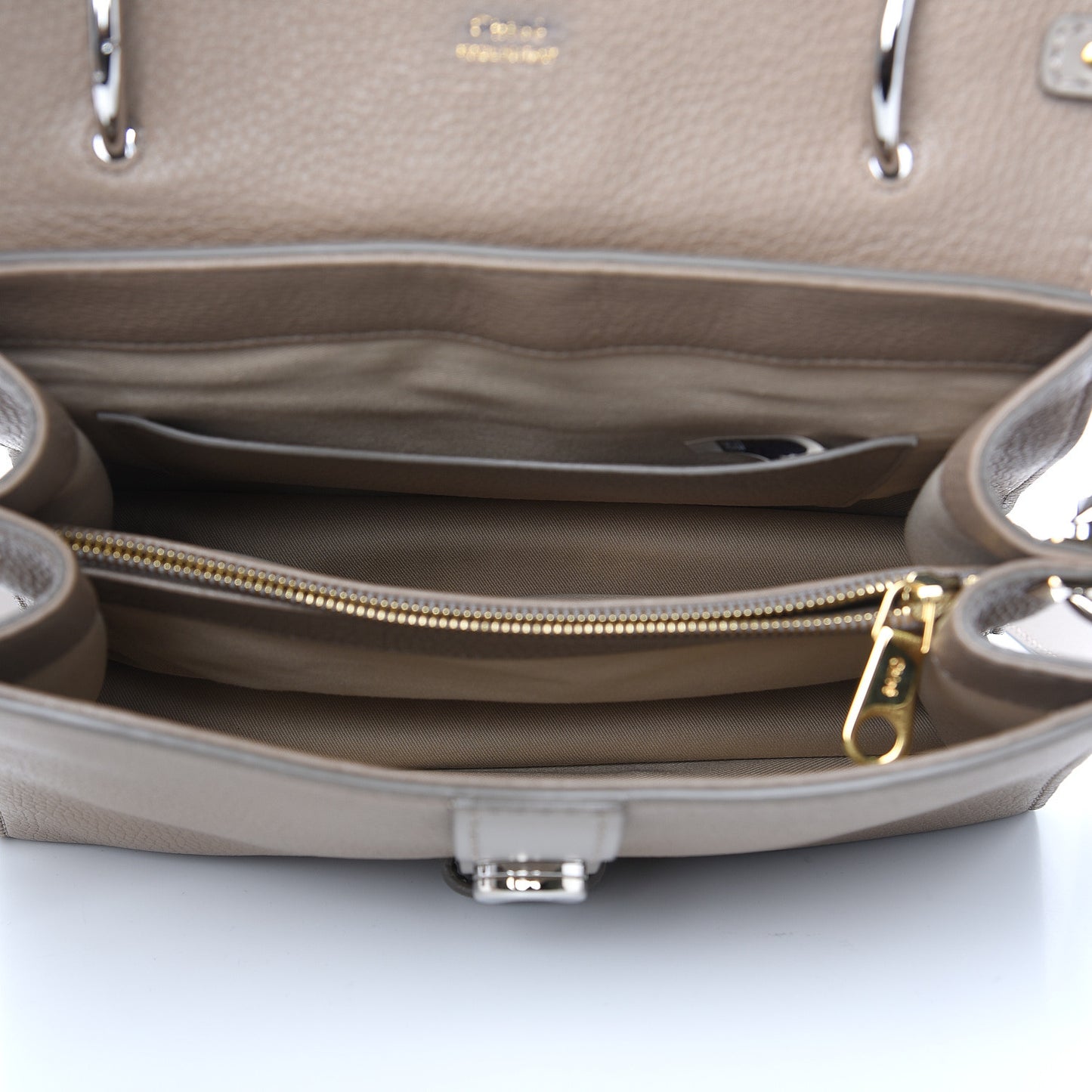 Shiny Grained Calfskin Medium Aby Day Shoulder Bag Motty Grey