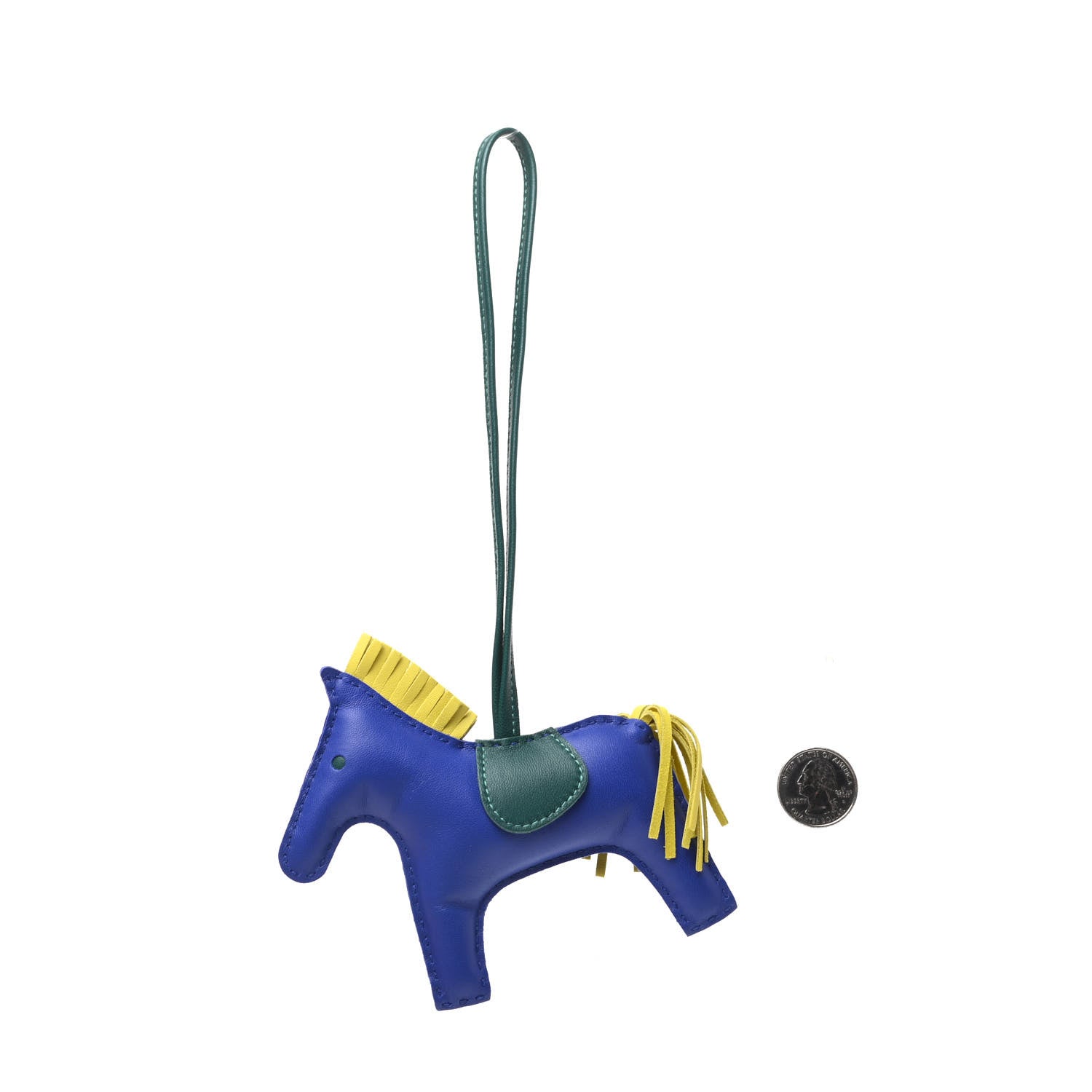 Hermes Milo Lambskin Grigri Rodeo Horse Bag Charm MM Bleu Electrique Malachite Lime 2 of 4