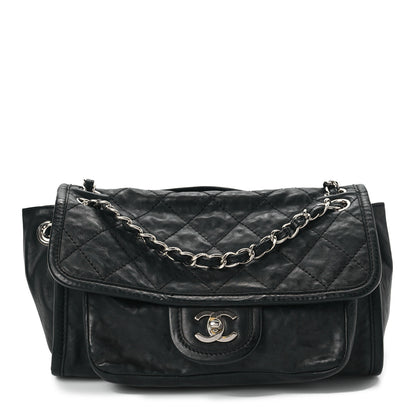 Chanel Washed Lambskin Accordion Flap Black 1 of 7