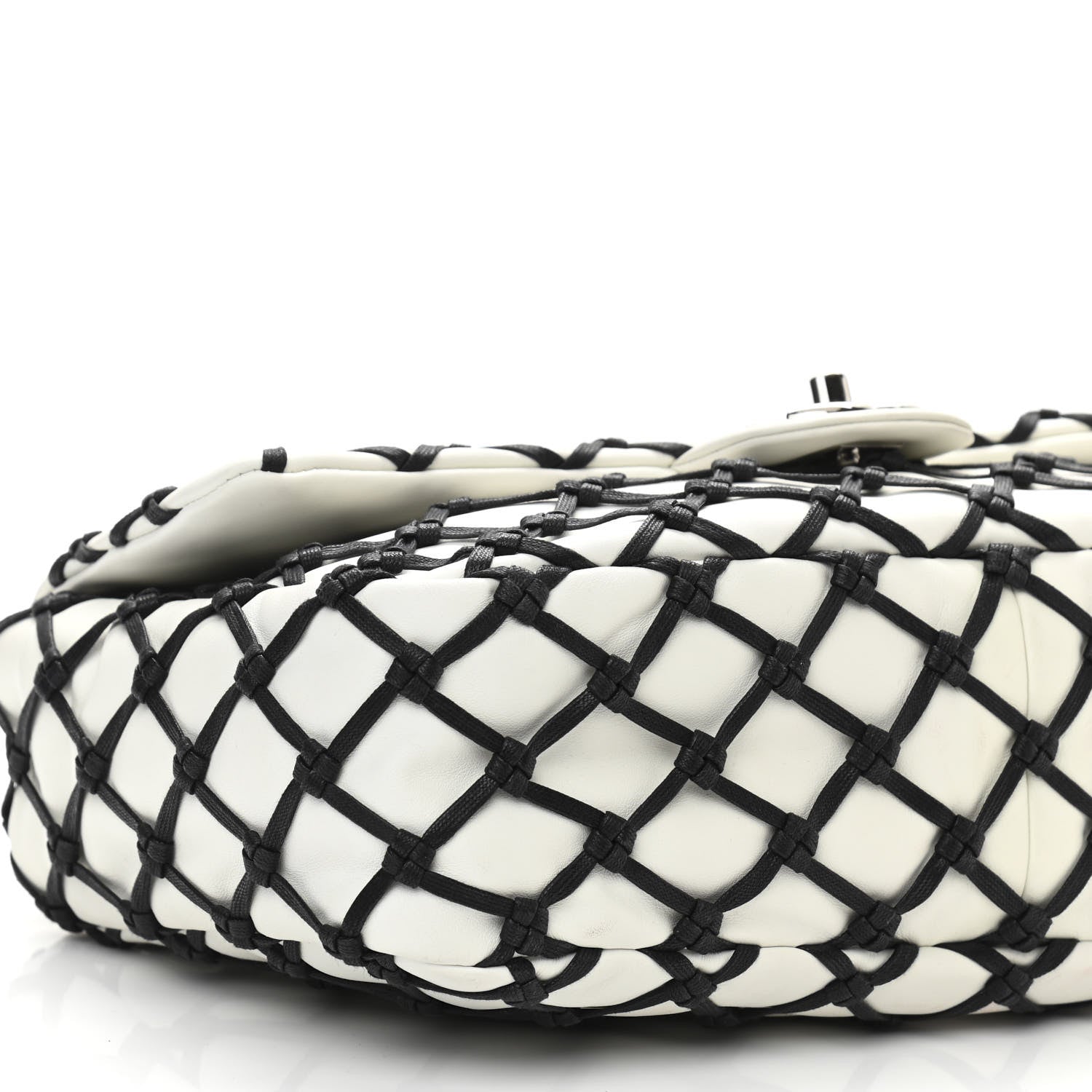 Chanel Lambskin Jumbo Canebiers Net Flap White 9 of 11