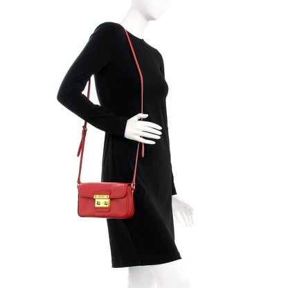 Miu Miu Goatskin Madras Crossbody Bag Rosso 2 of 8