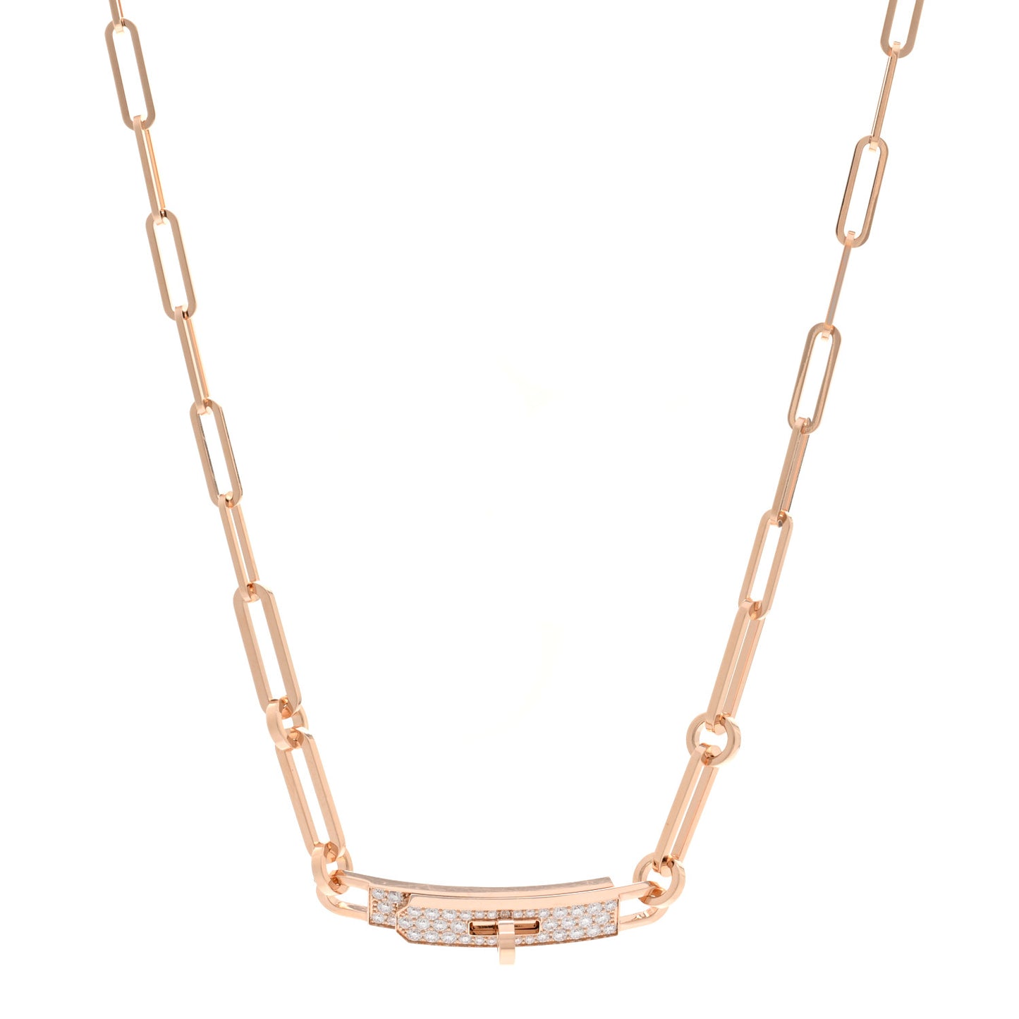 18K Rose Gold Diamond Pave Kelly Chaine Choker Necklace