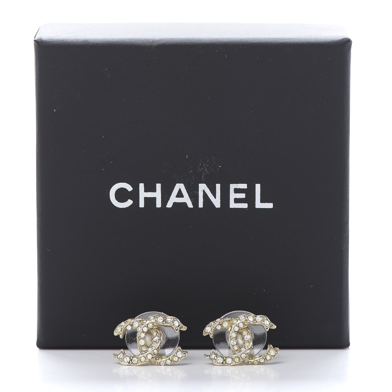 Chanel Crystal Twisted CC Earrings Gold 5 of 5