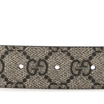 Gucci GG Supreme Monogram Plutone Calfskin Double G Reversible 30mm Belt 80 32 Beige Ebony Rosso Ancora 3 of 6