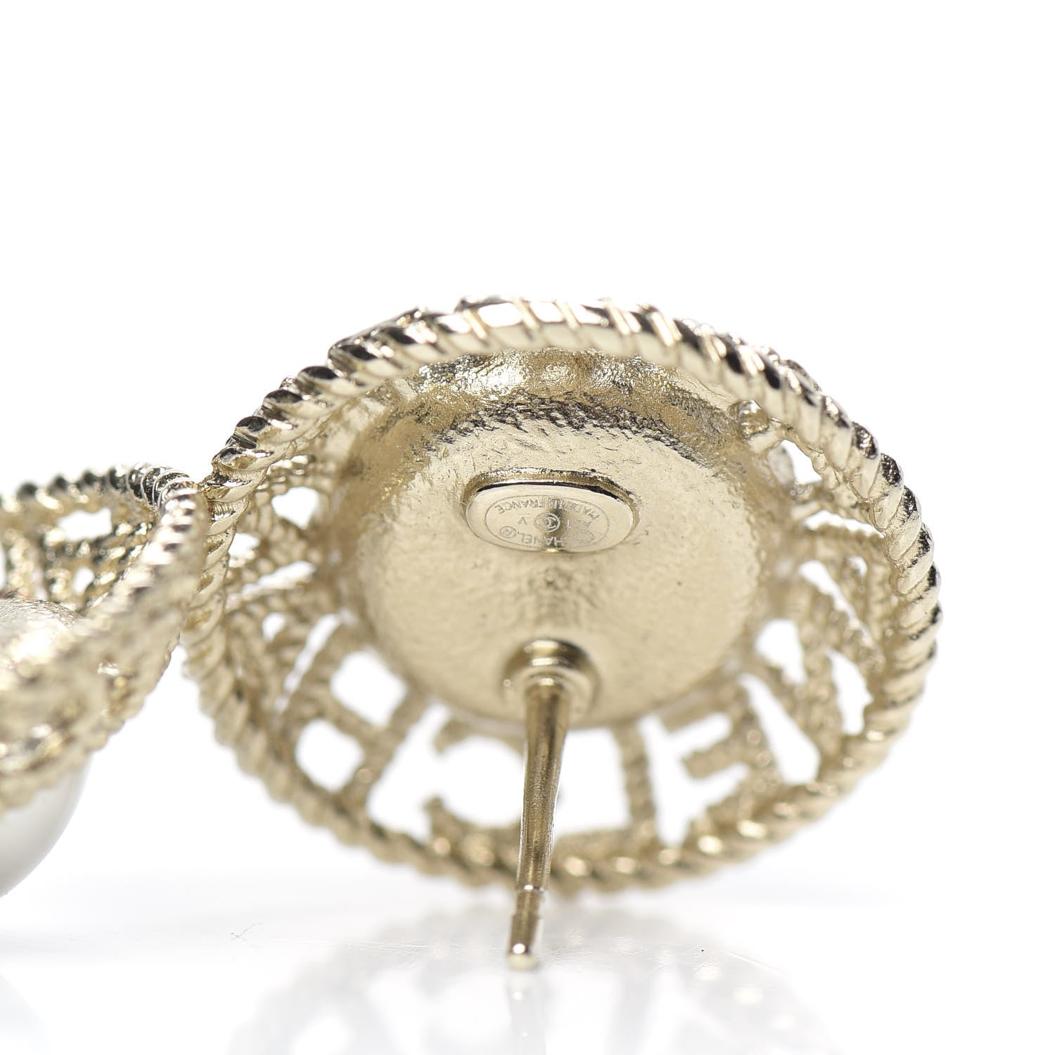 Chanel Pearl CC Round Rope Logo Earrings Gold 3 of 5