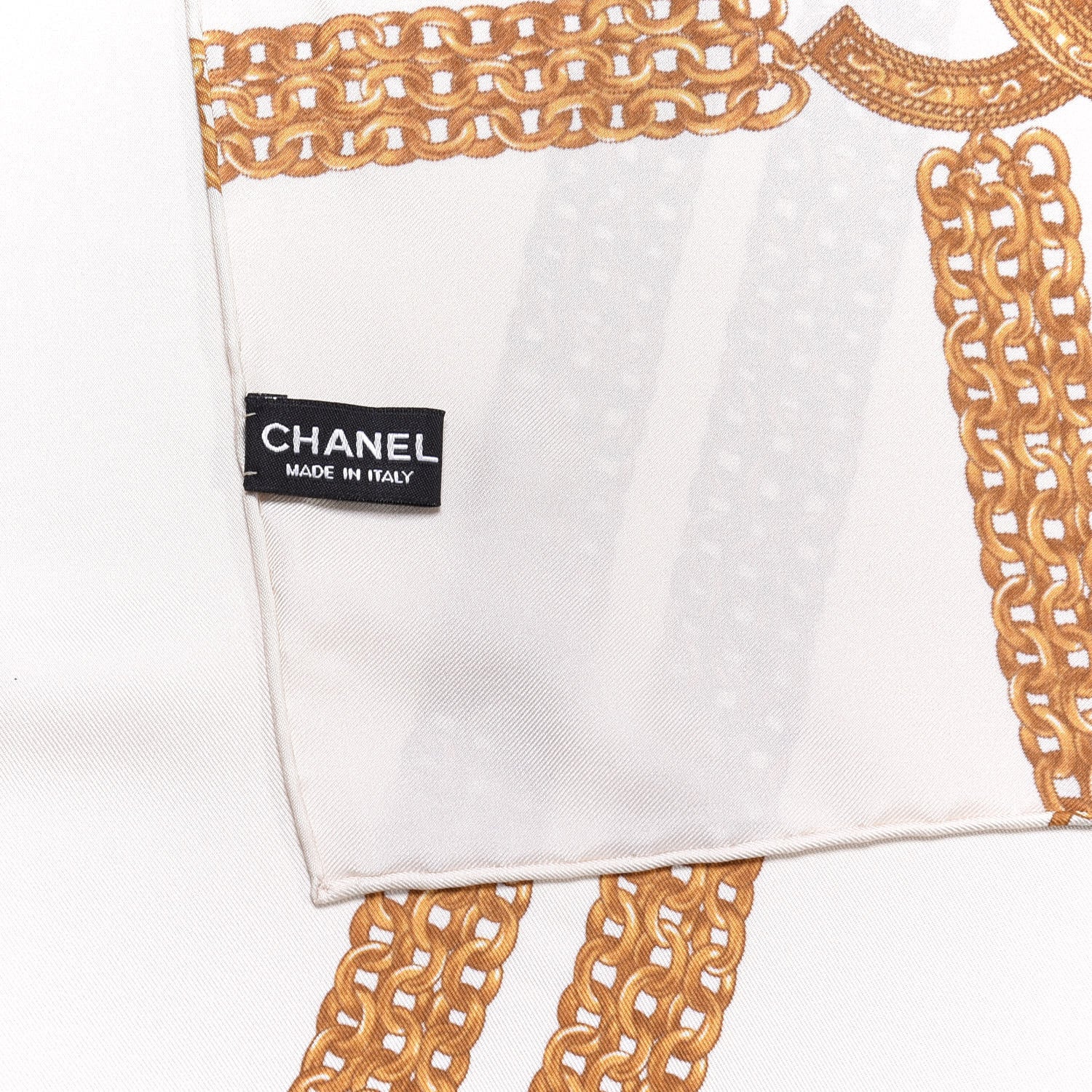 Chanel Silk CC Chain Square Scarf White Gold 3 of 3