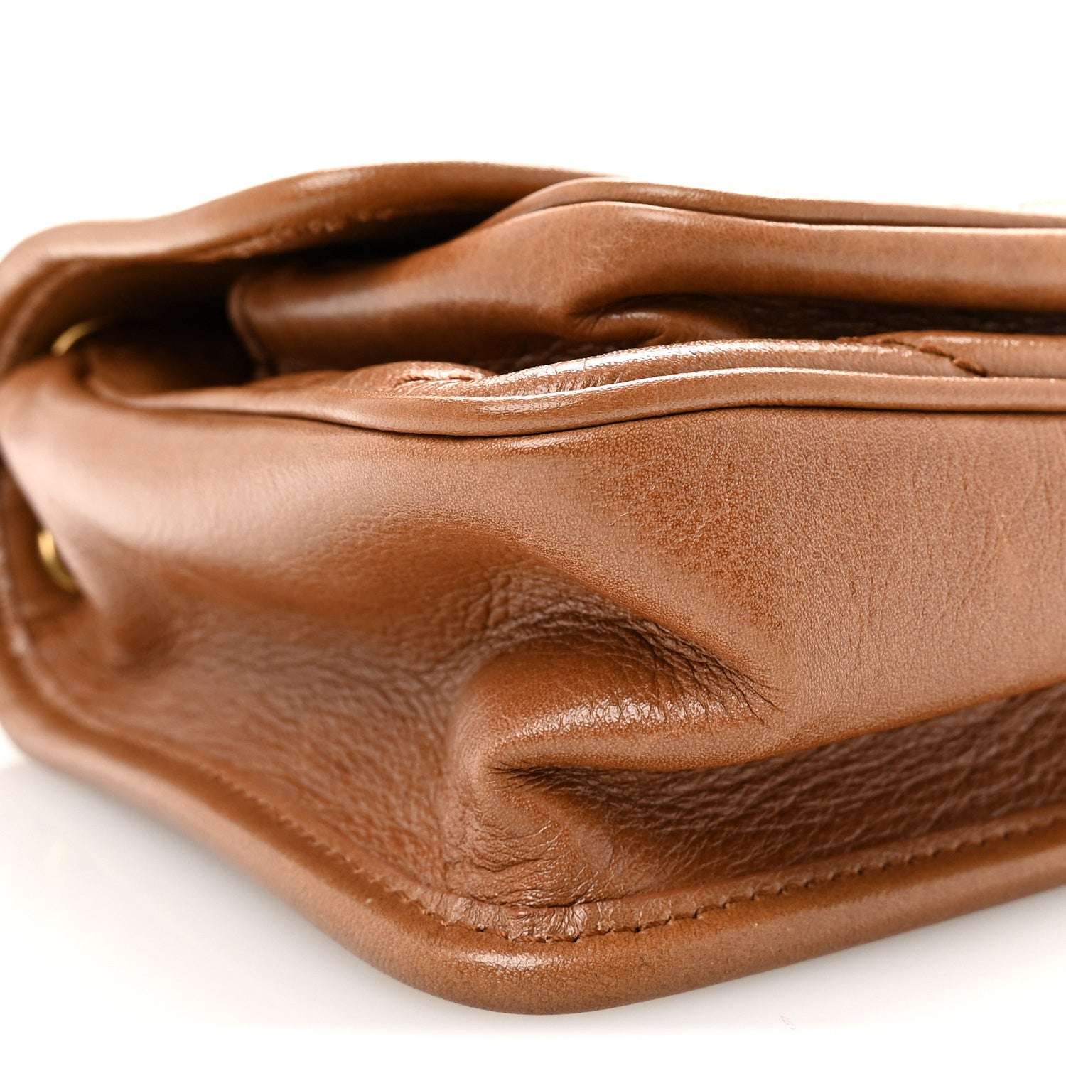 Saint Laurent Crinkled Calfskin Matelasse Monogram Baby Niki Chain Satchel Light Caramel 8 of 9