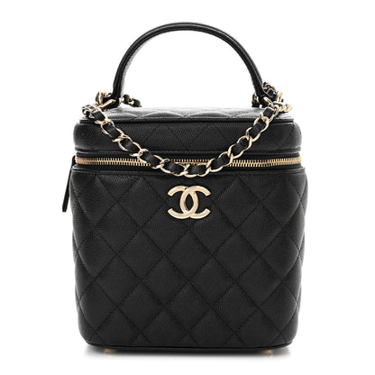 Chanel Caviar Quilted Small Top Handle Vanity Case With Chain Black 1 of 10