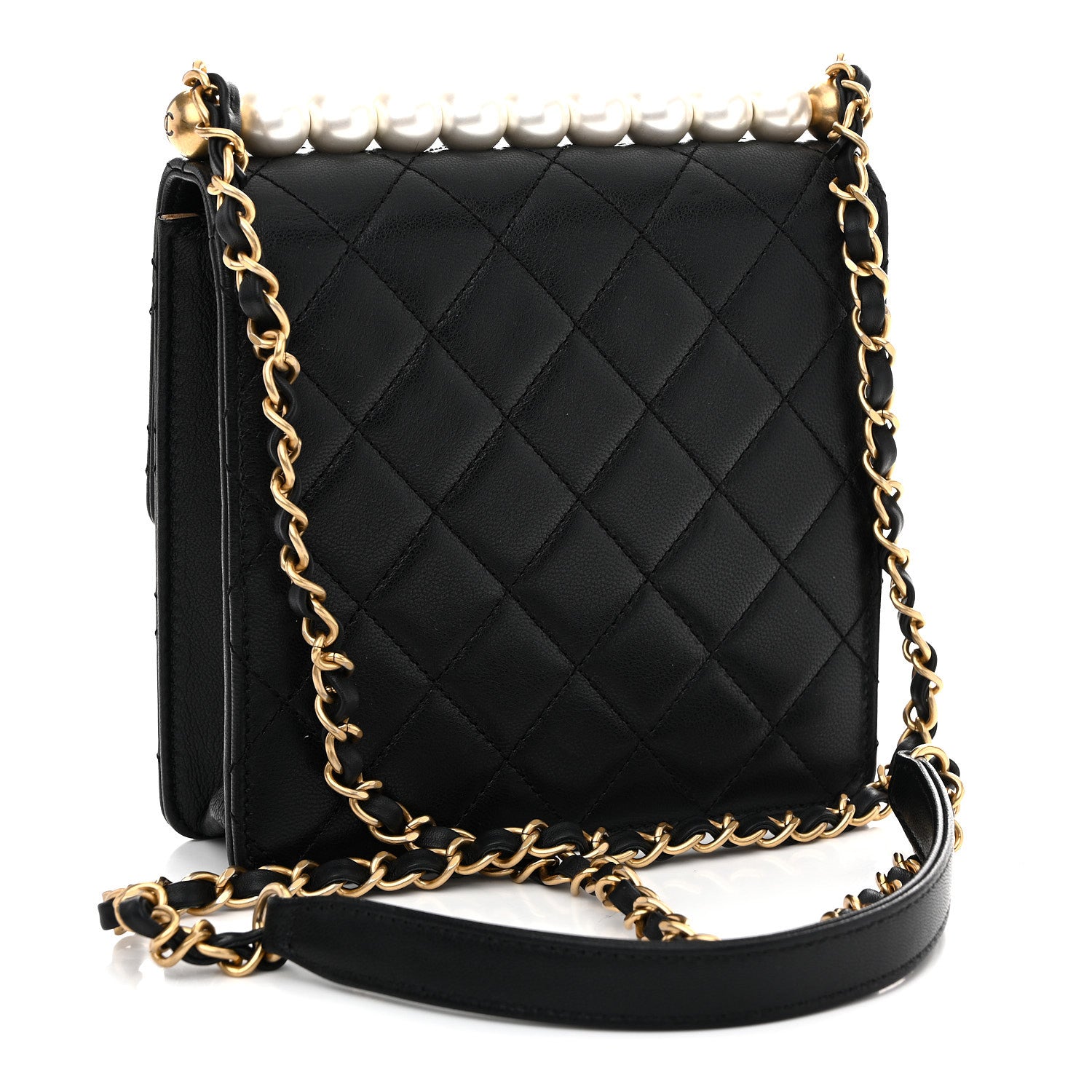 Chanel Goatskin Quilted Chic Pearls Flap Black 3 of 11