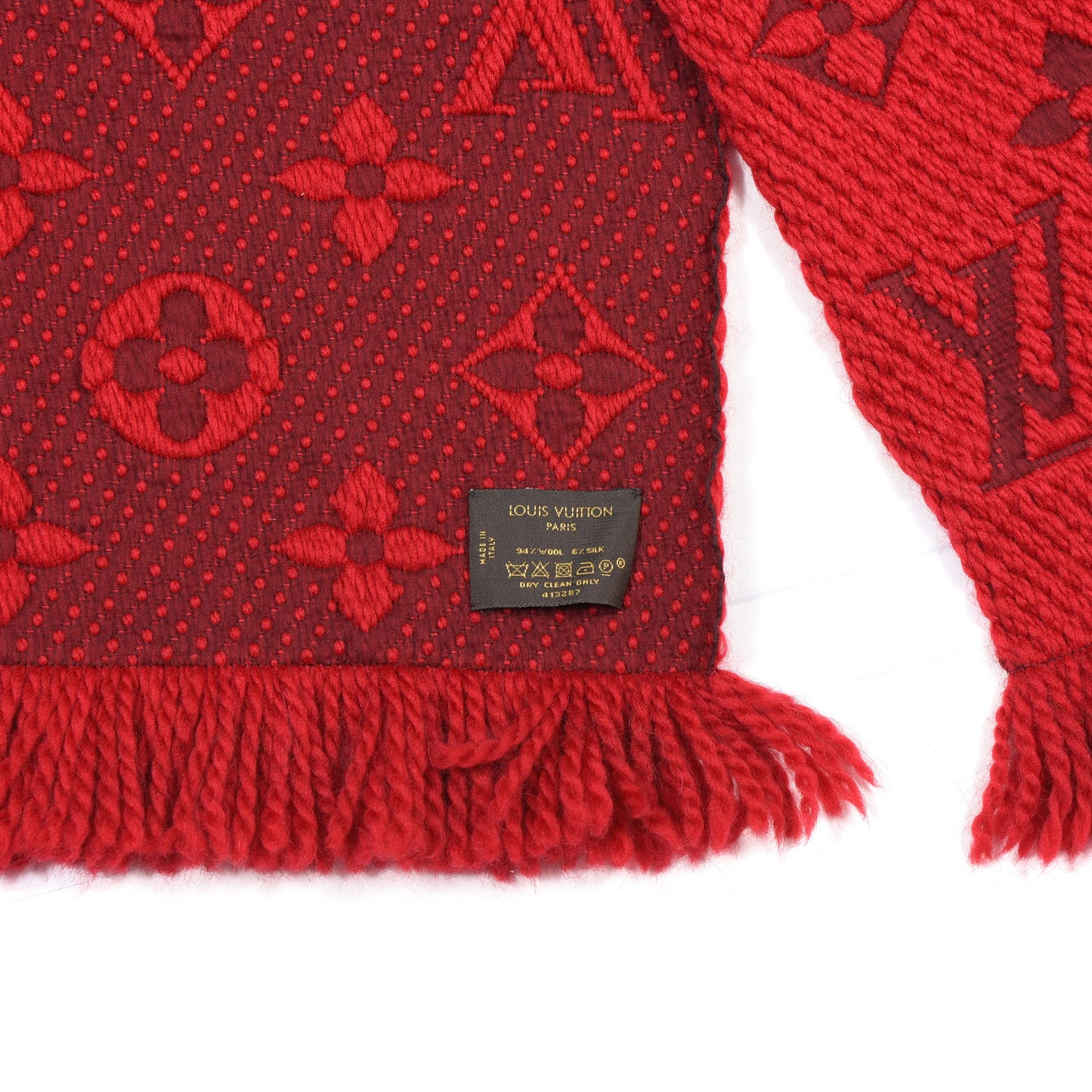 Wool Silk Logomania Scarf Rubis
