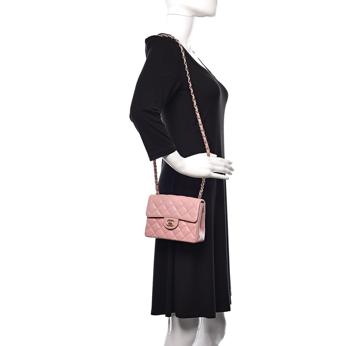 Caviar Quilted Mini Square Flap Pink