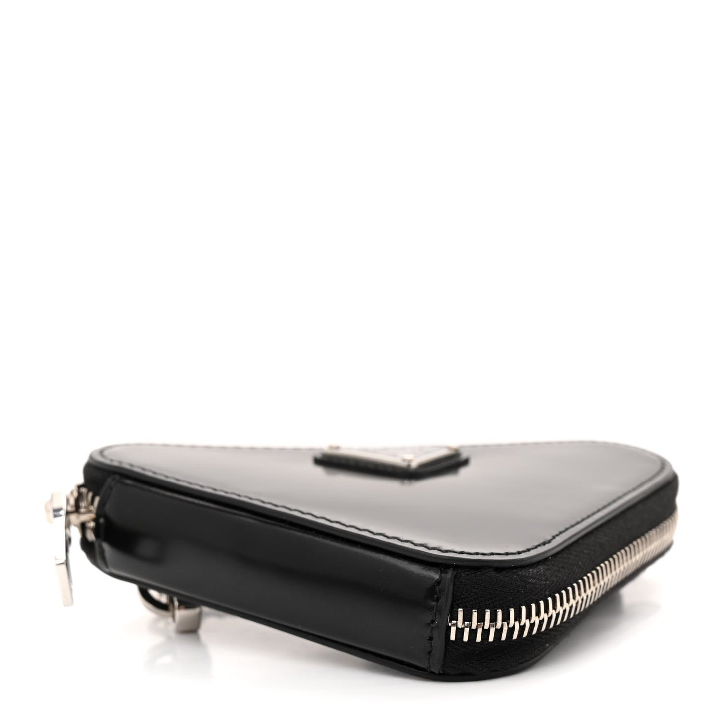 Spazzolato Mini Triangle Chain Crossbody Pouch Black