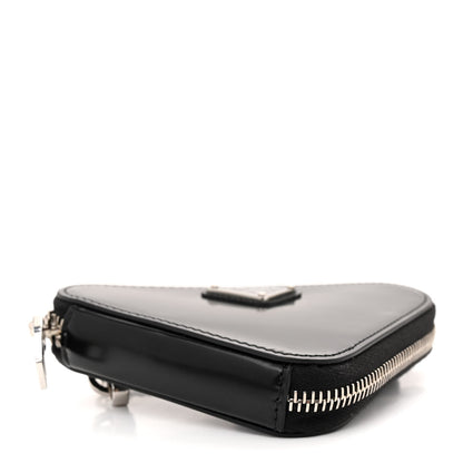 Prada Spazzolato Mini Triangle Chain Crossbody Pouch Black 4 of 12