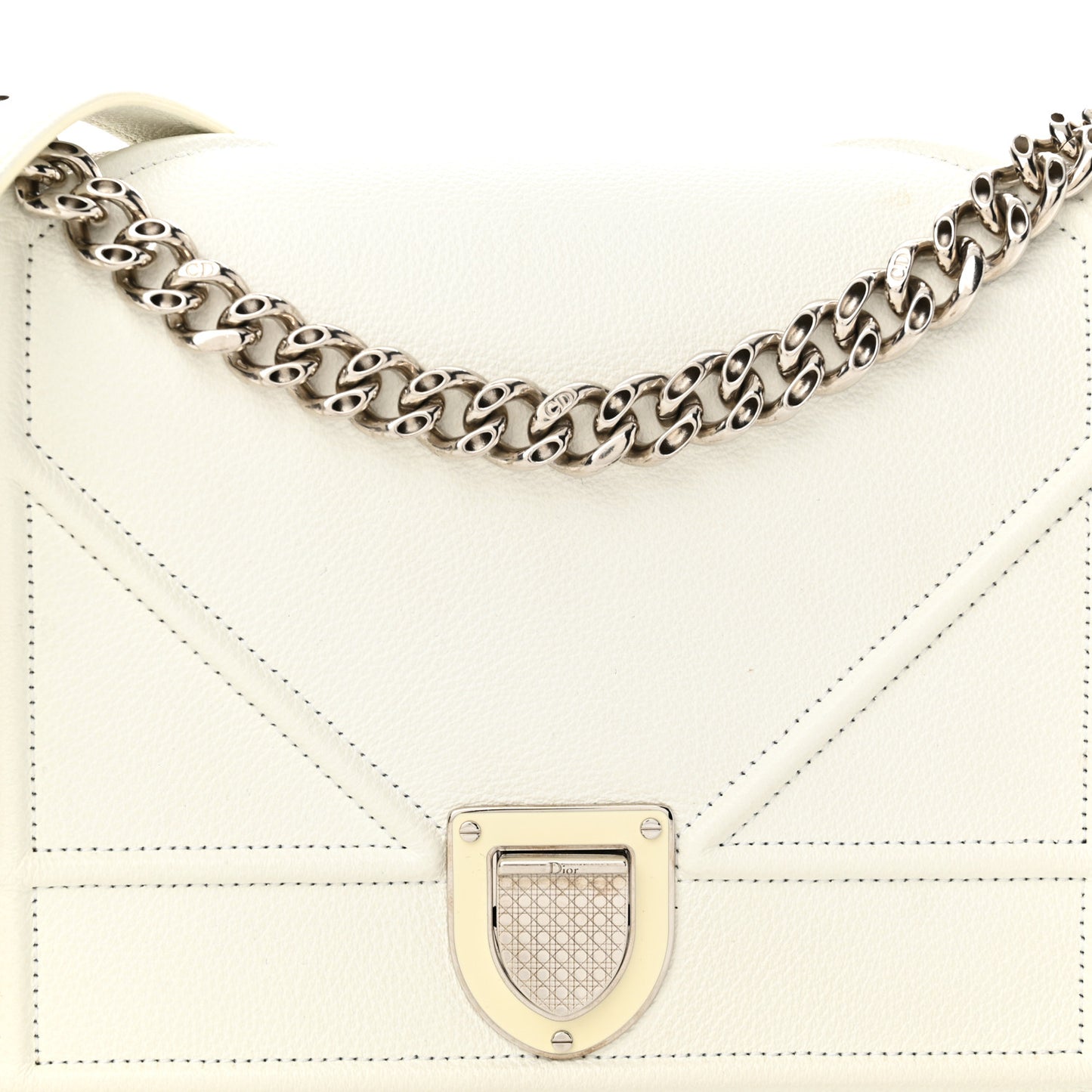 Calfskin Medium Diorama Flap Bag Off White