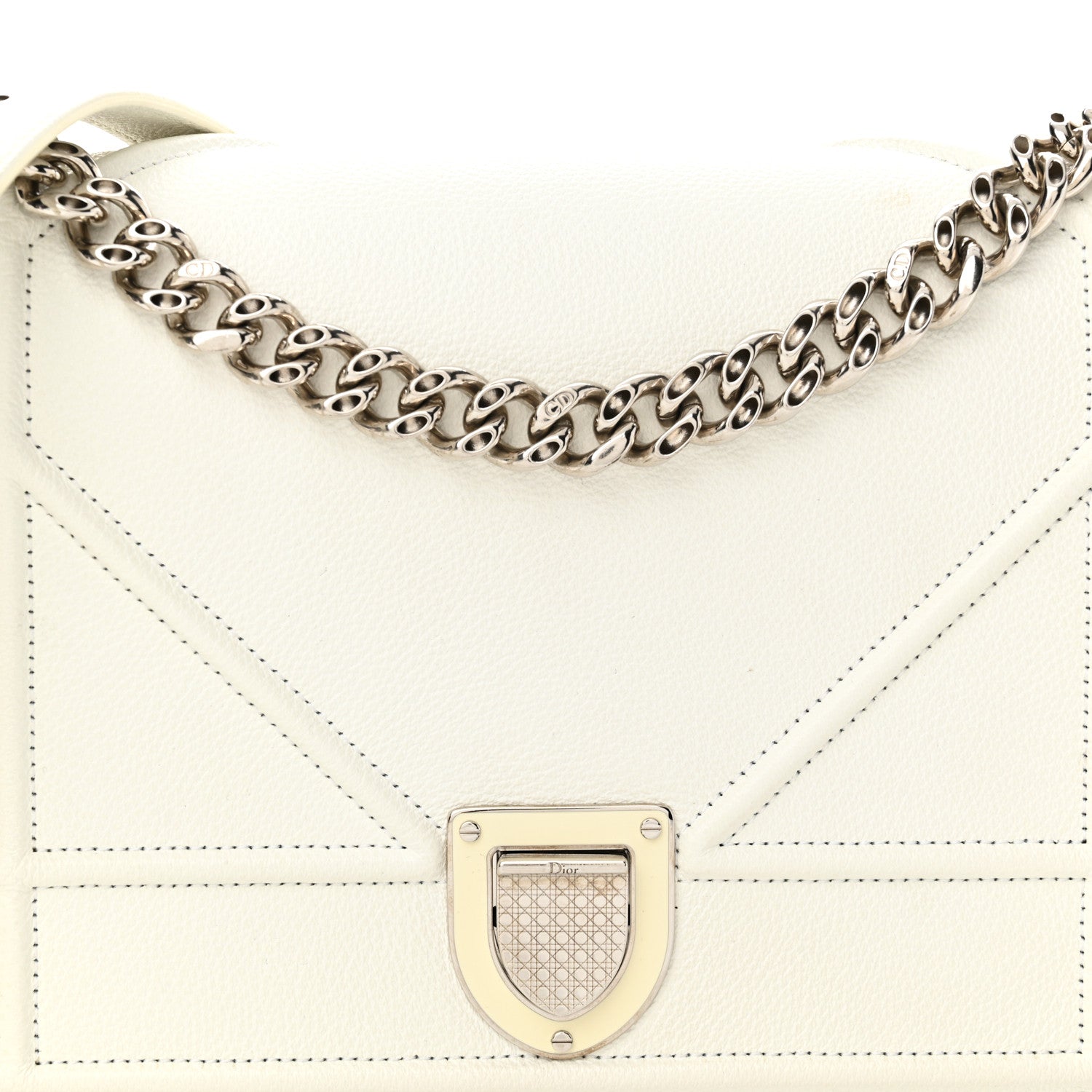 Christian Dior Calfskin Medium Diorama Flap Bag Off White 7 of 17