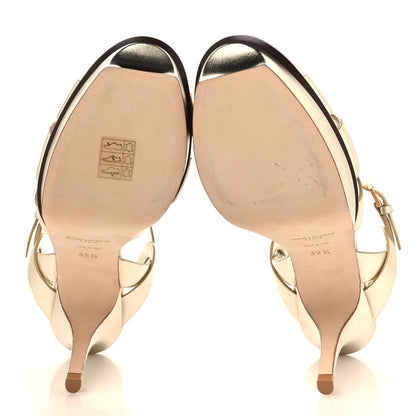 Saint Laurent Metallic Nappa Tribute 75 Platform Sandals 39.5 Platino 5 of 9