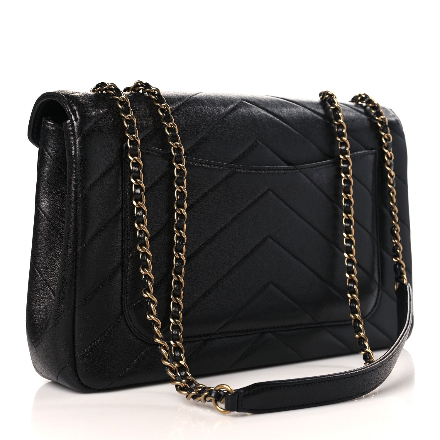 Chanel Lambskin Chevron Quilted Medium Envelope Flap Black 3 of 10