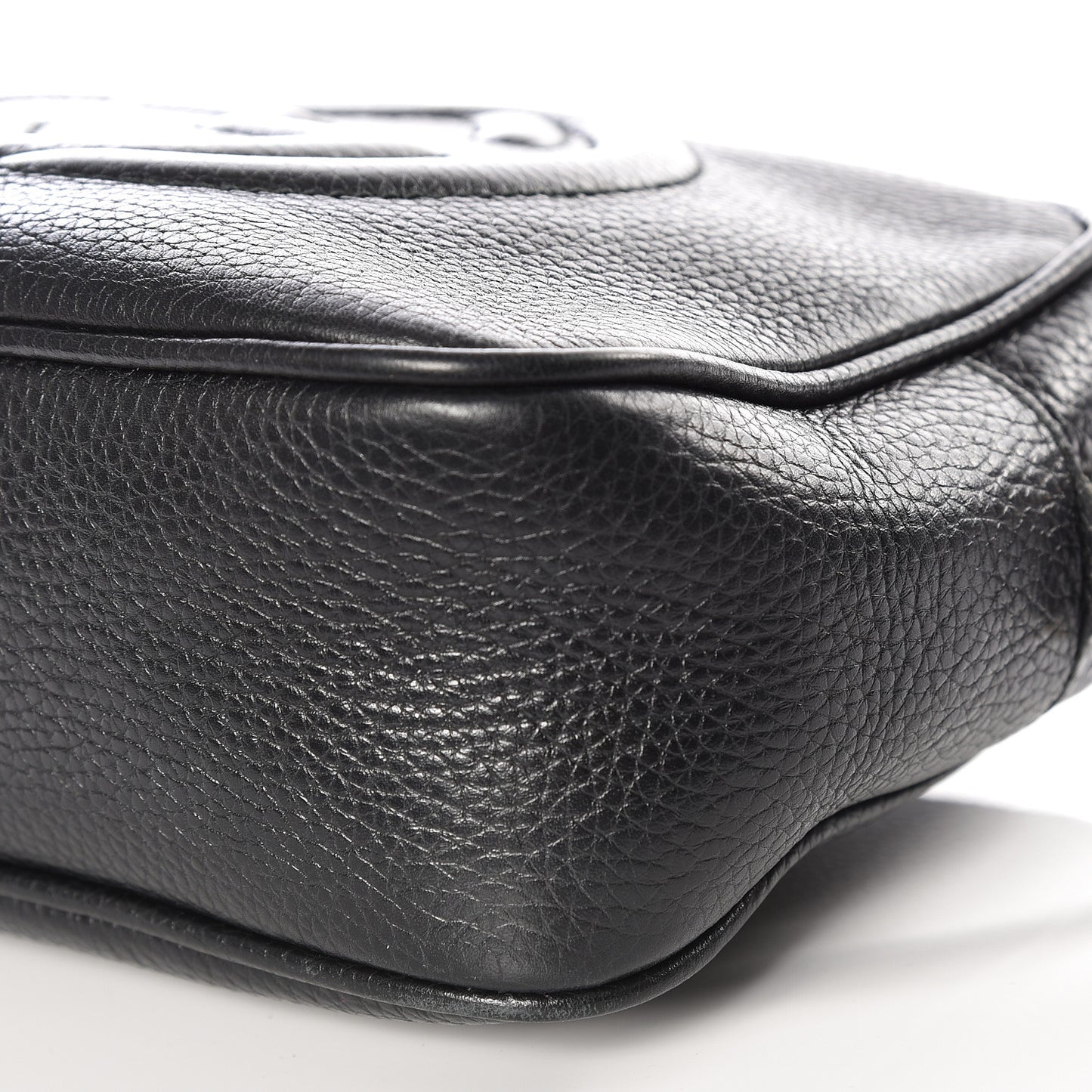 Pebbled Calfskin Small Soho Disco Bag Black
