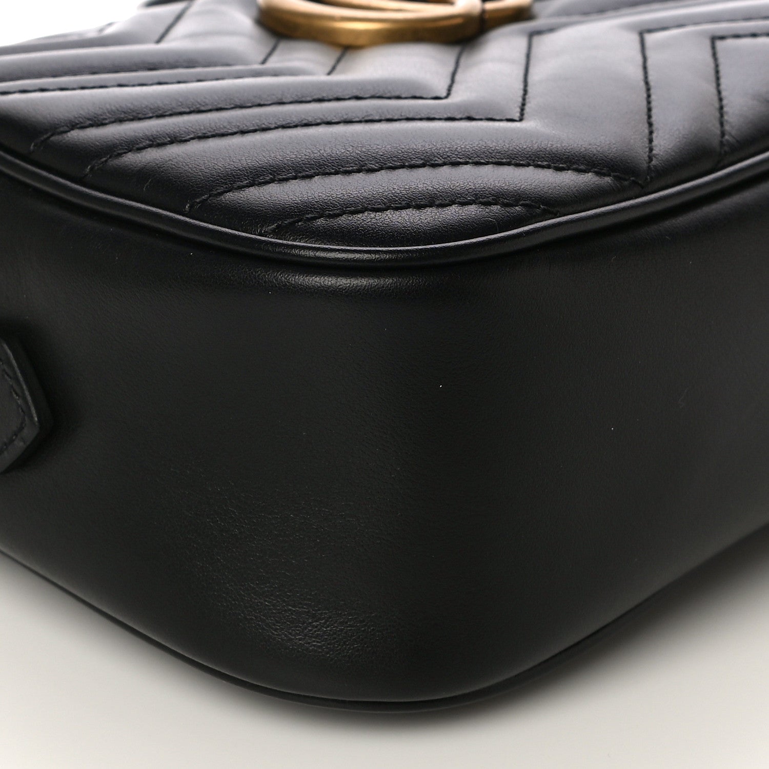 Gucci Calfskin Matelasse Small GG Marmont Chain Shoulder Bag Black 10 of 11
