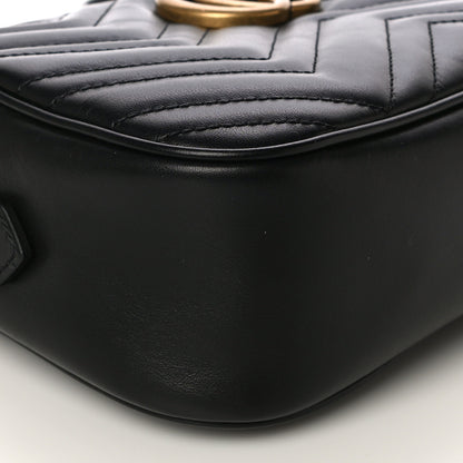 Gucci Calfskin Matelasse Small GG Marmont Chain Shoulder Bag Black 10 of 11