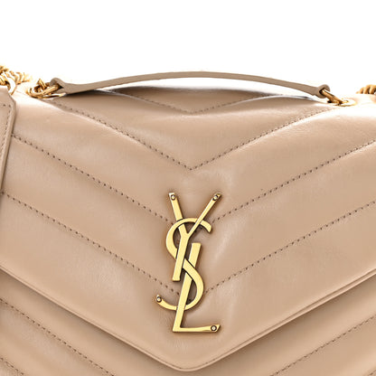 Saint Laurent Calfskin Y Quilted Monogram Small Loulou Chain Satchel Dark Beige 8 of 15