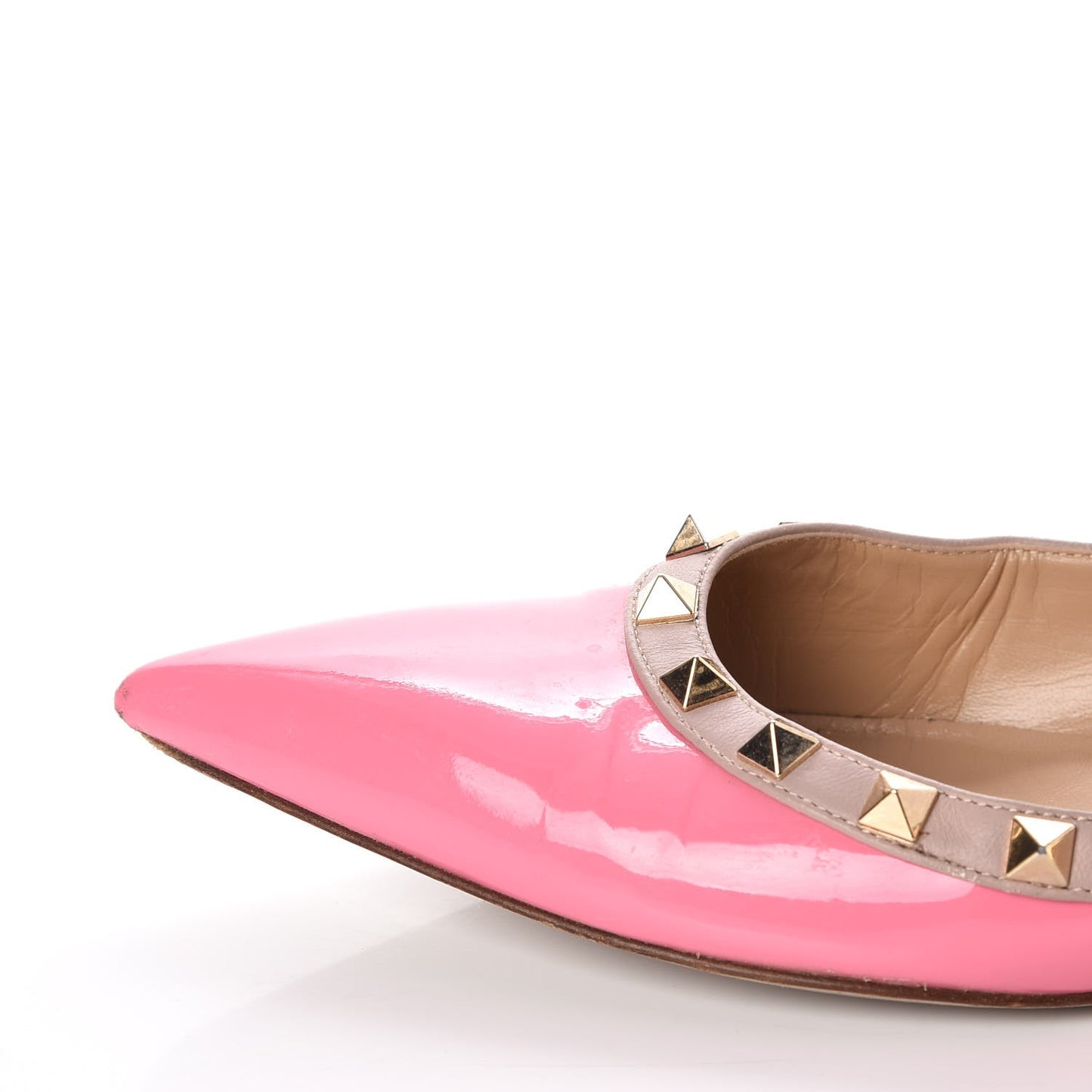 Patent Nappa Rockstud Ballerina Flats 39.5 Ninphea Poudre