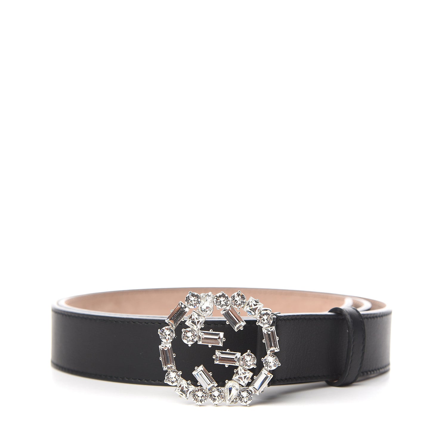 Calfskin Crystal Interlocking G Belt 100 40 Black