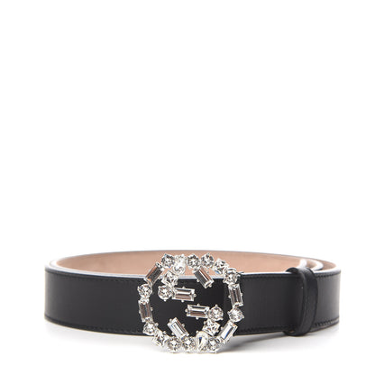 Gucci Calfskin Crystal Interlocking G Belt 100 40 Black 1 of 6