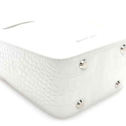 Balenciaga Calfskin Logo Crocodile Embossed XS Tool 2.0 North-South Tote White Black 8 of 9