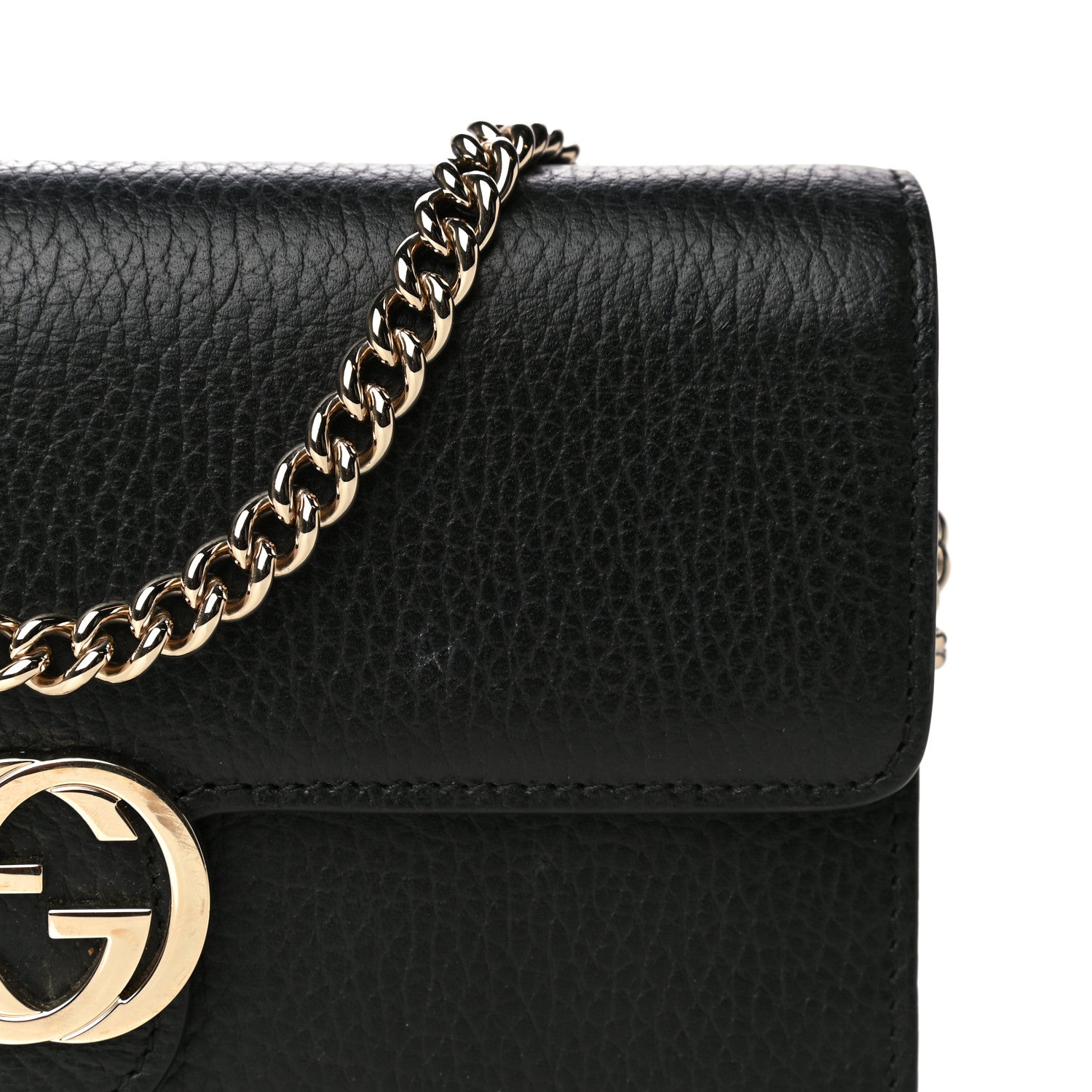 Gucci Dollar Calfskin Interlocking G Chain Wallet Black 19 of 19