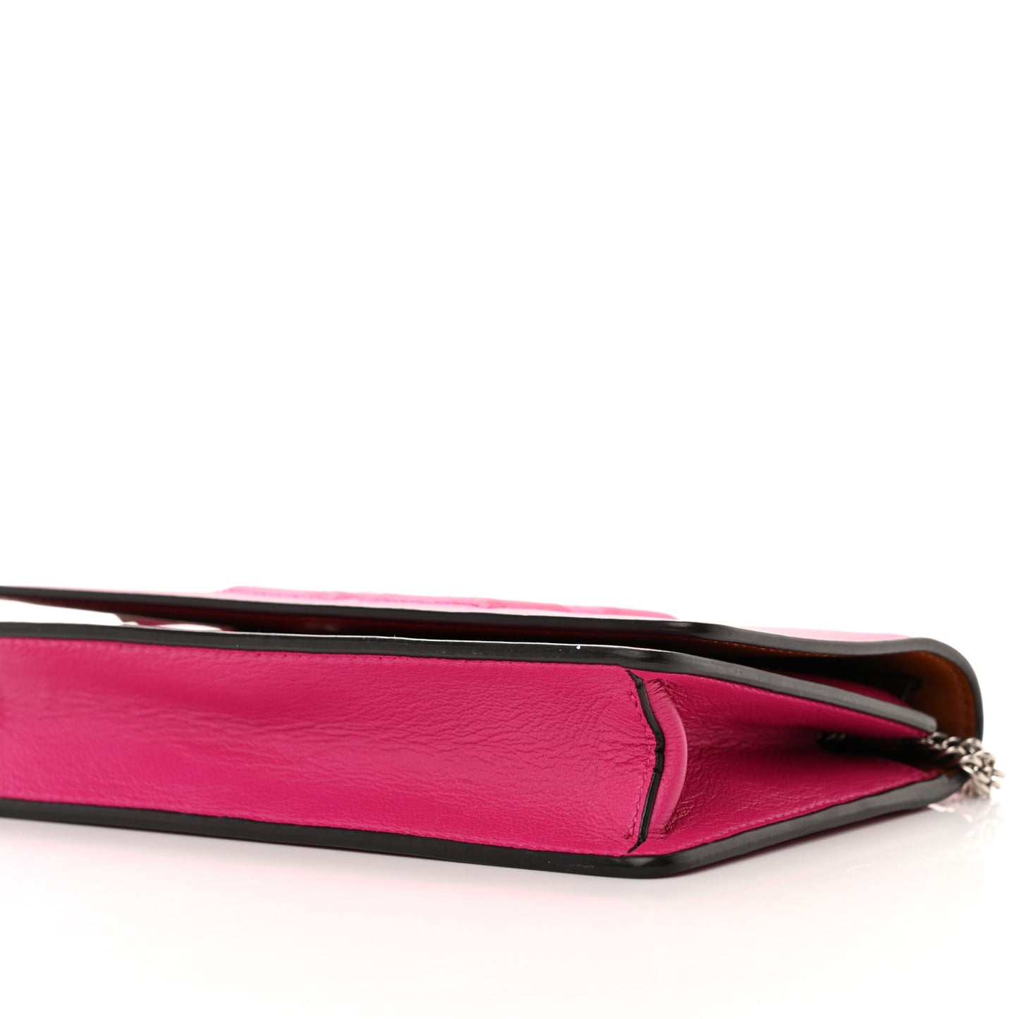 Lambskin Emblem Chain Wallet Cyclamen