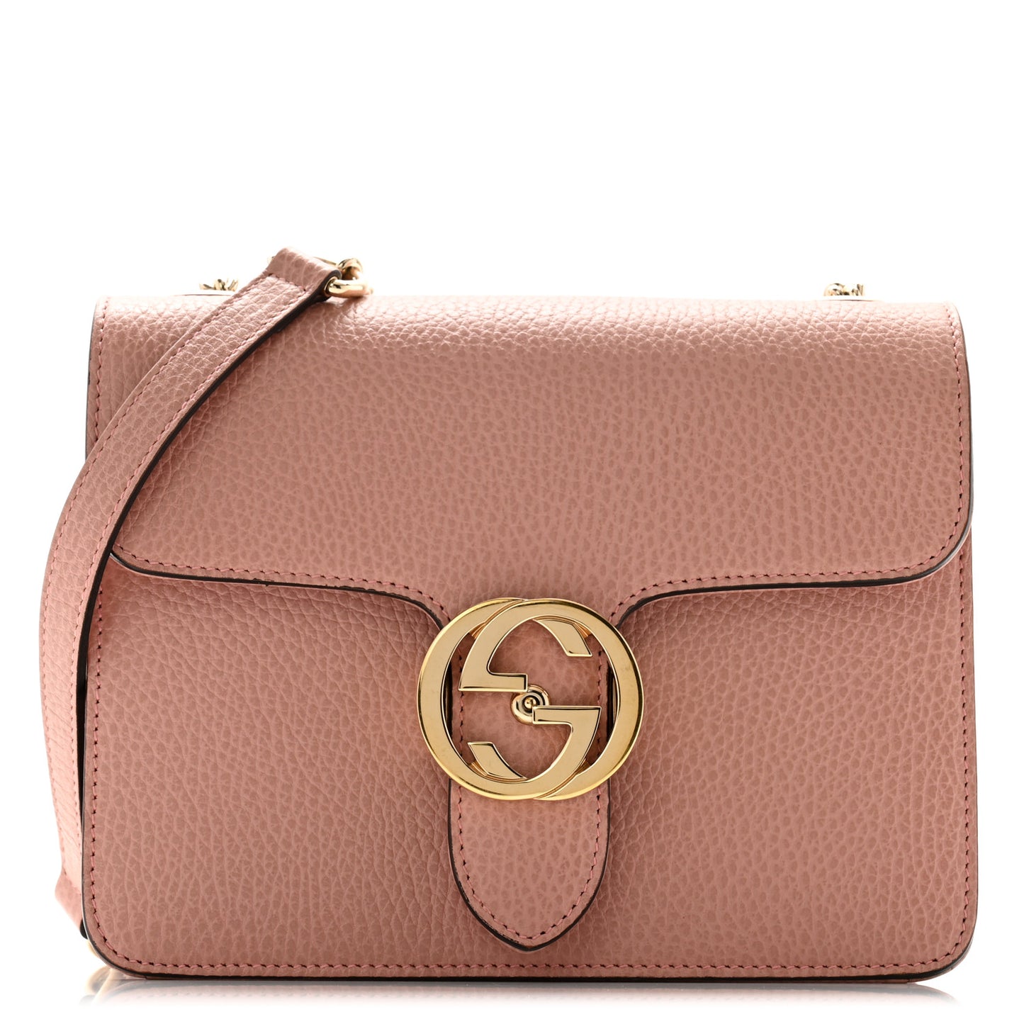 Dollar Calfskin Small Interlocking G Shoulder Bag Soft Pink