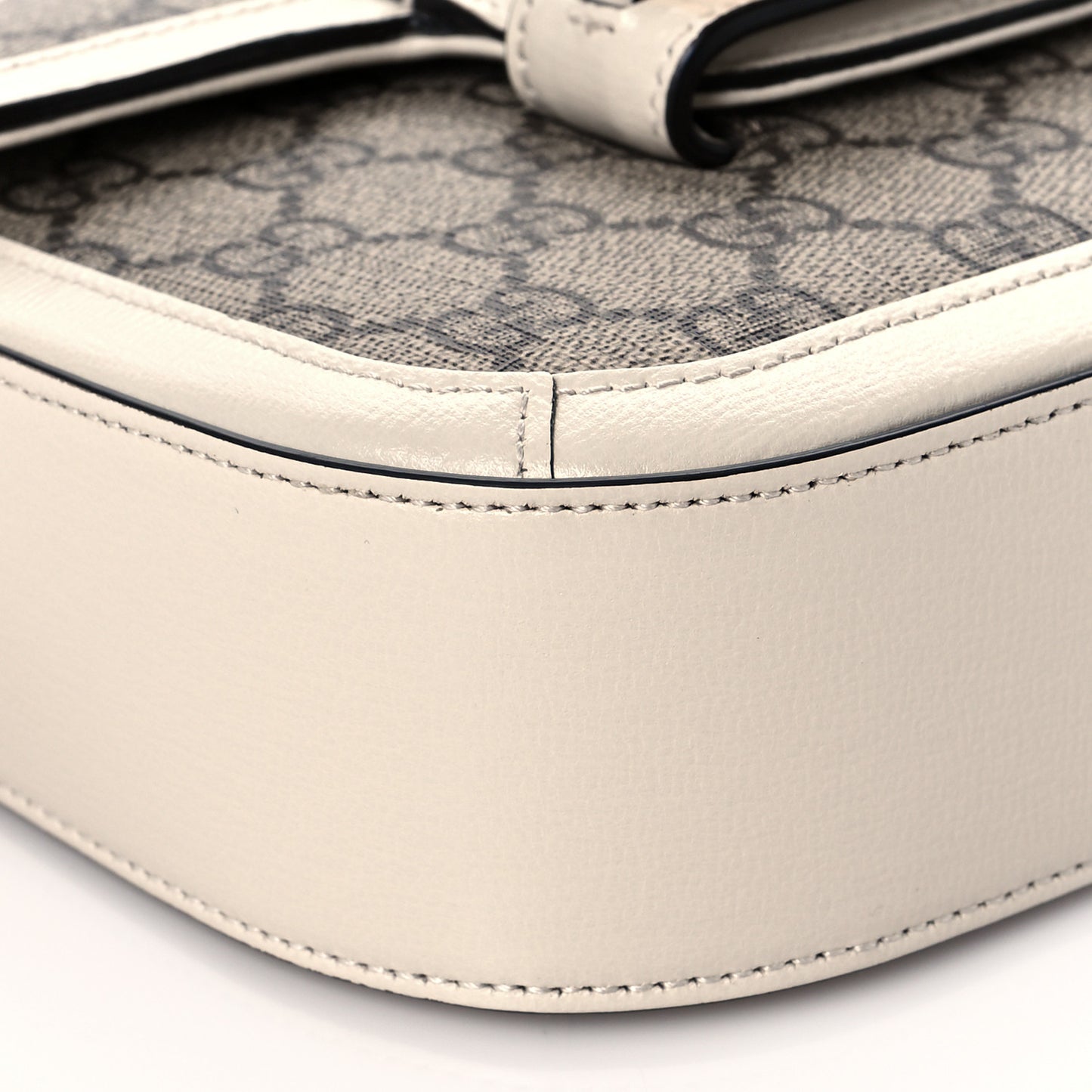 GG Supreme Monogram Web Mini Horsebit 1955 Shoulder Bag Beige Mystic White