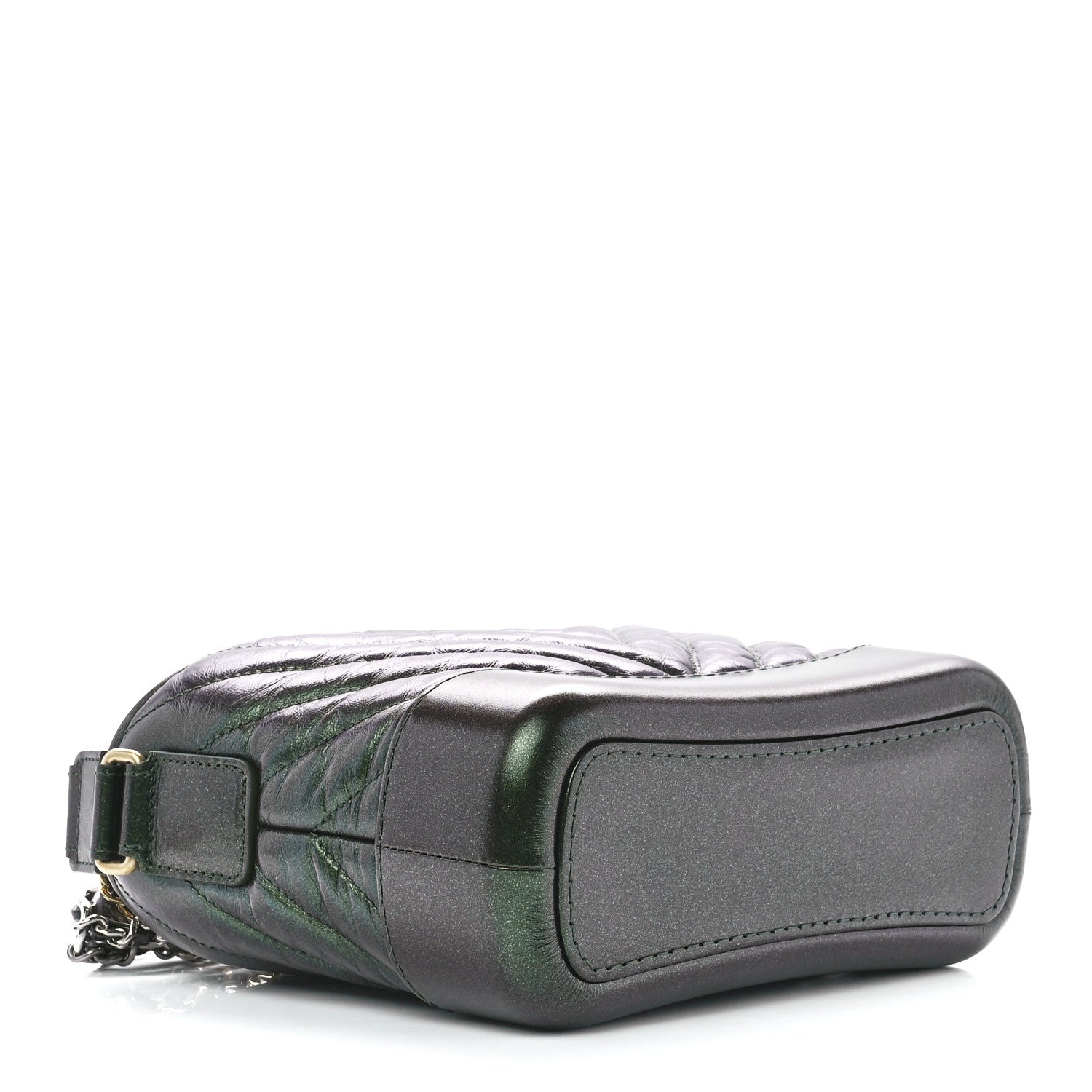Chanel Metallic Aged Calfskin Chevron Quilted Small Gabrielle Hobo Green 4 of 11