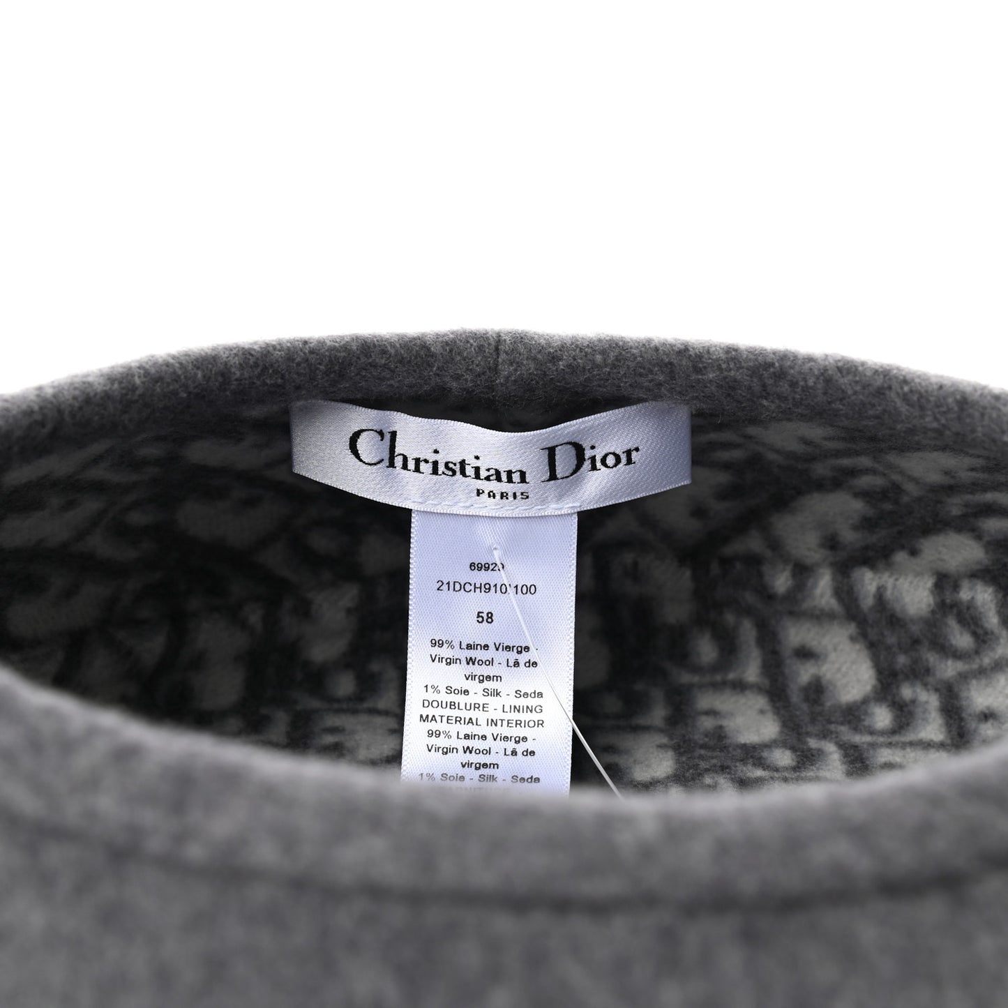 Wool Oblique Reversible Chic Beret 58 Gray
