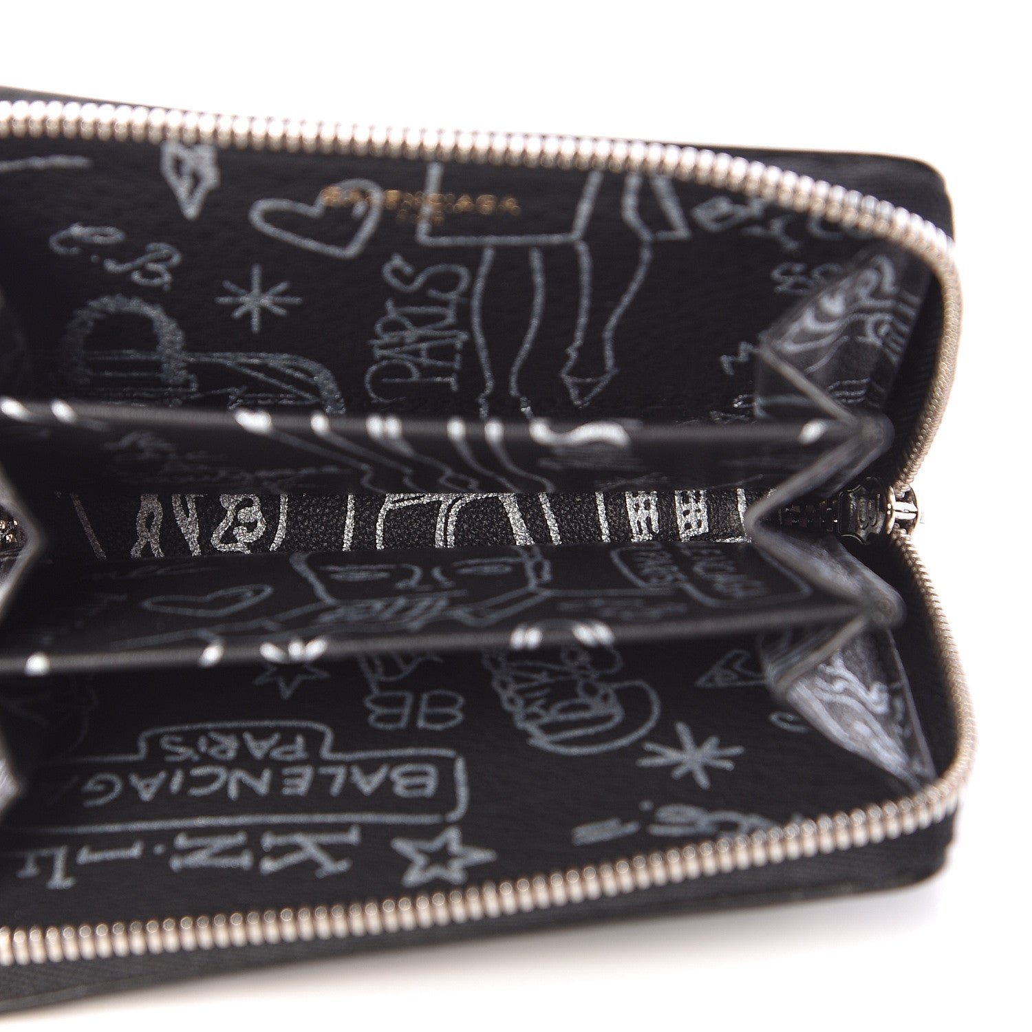 Balenciaga Calfskin Printed Tattoo Card Case Black 5 of 6