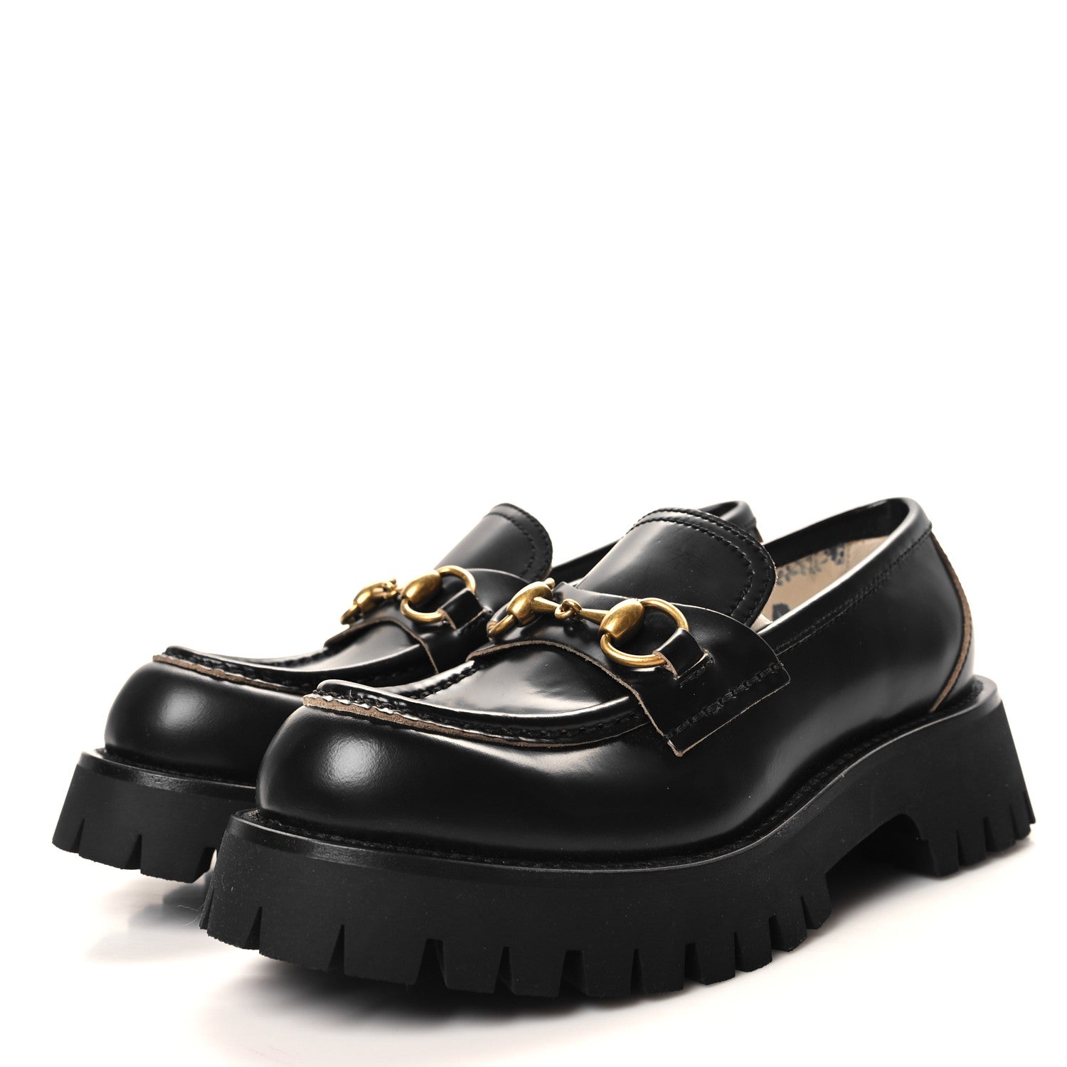 Gucci Cordovan Lux Womens Harald Horsebit 25mm Platform Loafers 35.5 Black 3 of 10