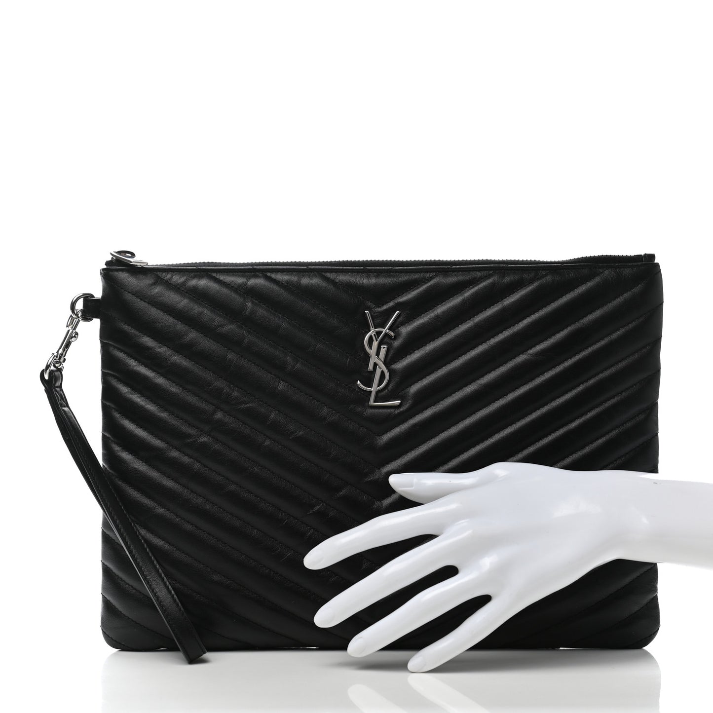 Calfskin Matelasse Monogram Cassandre Tablet Pouch Black