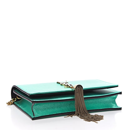 Saint Laurent Laminated Calfskin Classic Monogram Kate Tassel Chain Wallet Green 4 of 10