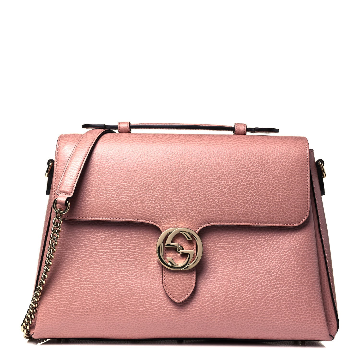 Gucci Dollar Calfskin Medium Interlocking G Top Handle Shoulder Bag Soft Pink 1 of 9