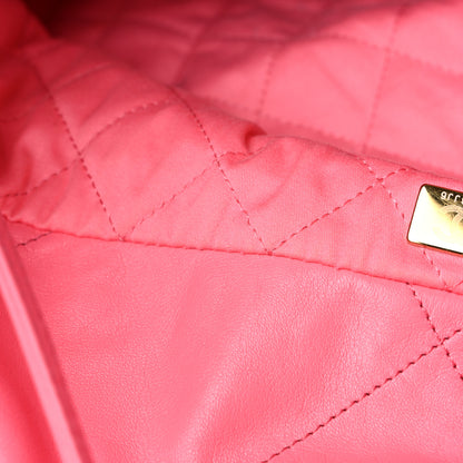 Chanel Shiny Calfskin Quilted Chanel 22 Drawstring Bag Coral Pink 13 of 15